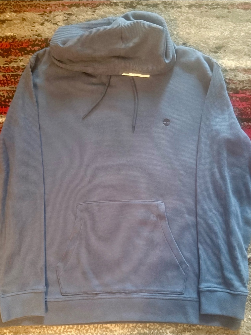 Timberland Blue Waffle-Knit Hooded Sweatshirt